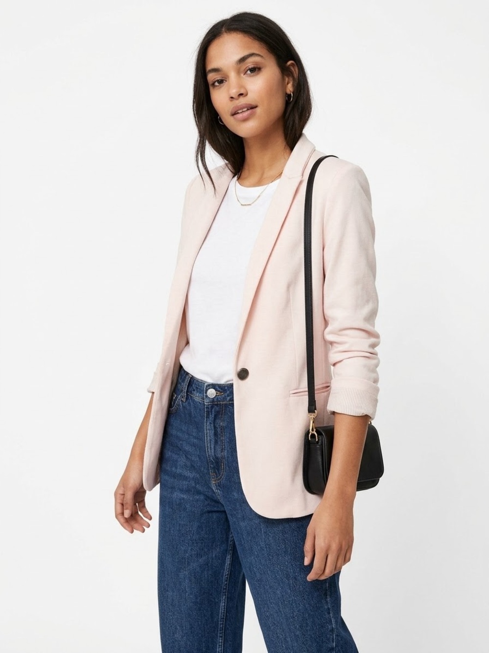 Zara Light Pink Single-Button Blazer